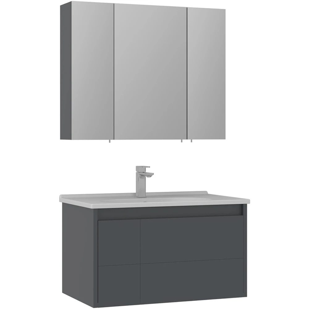 Orka Likya 80 Cm Mat Antrasit Banyo Dolabı Takımı