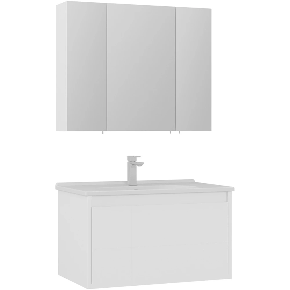 Orka Likya 80 Cm Mat Beyaz Banyo Dolabı Takımı