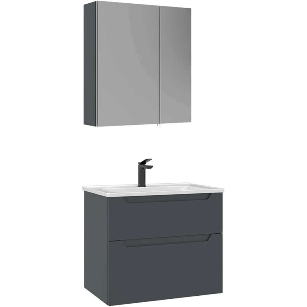 Orka Messina 65 Cm Mat Antrasit Banyo Dolabı Takımı - 5007133