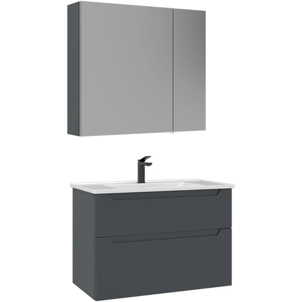 Orka Messina 85 Cm Mat Antrasit Banyo Dolabı Takımı - 5007138