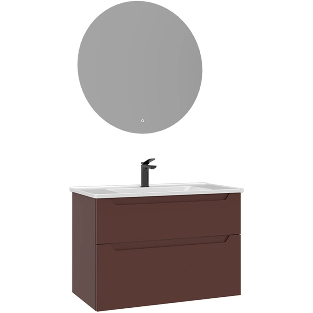 Orka Messina 85 Cm Mat Kırmızı Banyo Dolabı Takımı - 5006658