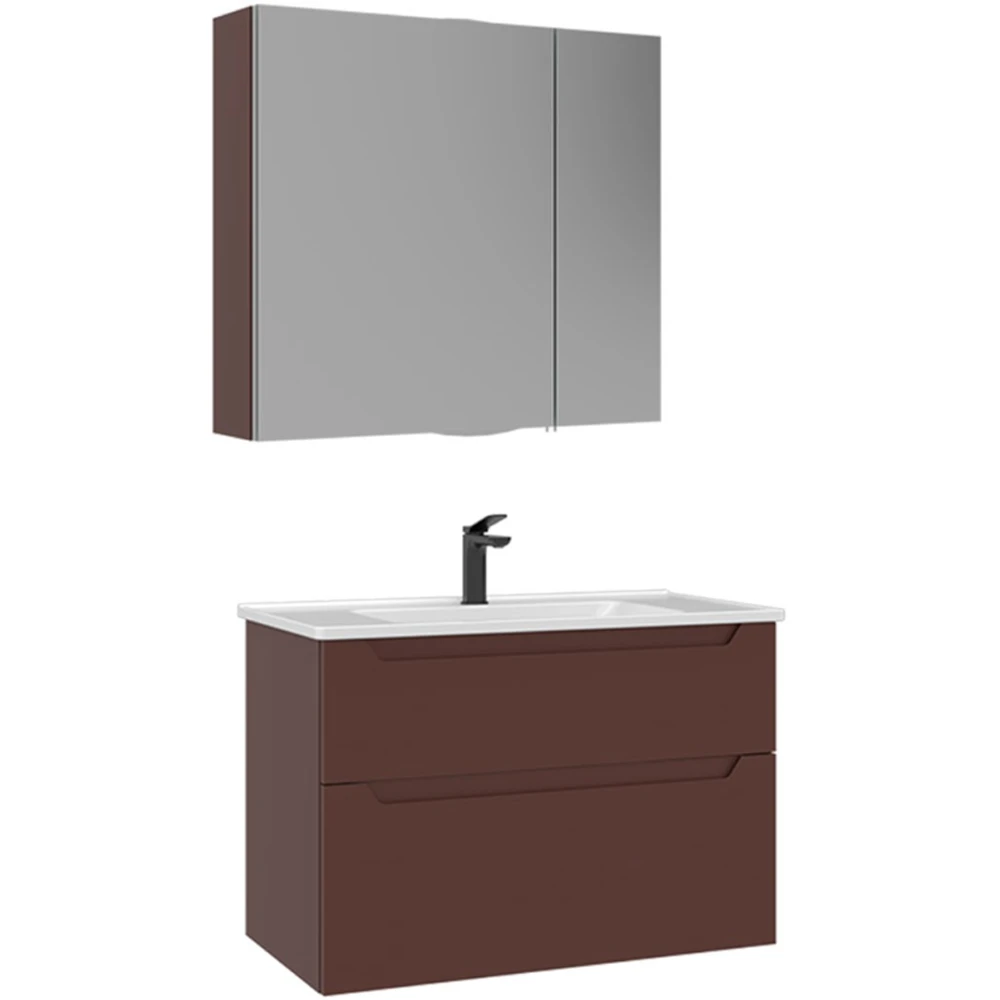 Orka Messina 85 Cm Mat Kırmızı Banyo Dolabı Takımı - 5007141