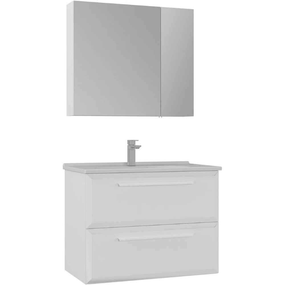 Orka Nuvola 80 Cm Parlak Beyaz Banyo Dolabı Takımı Hemen Al