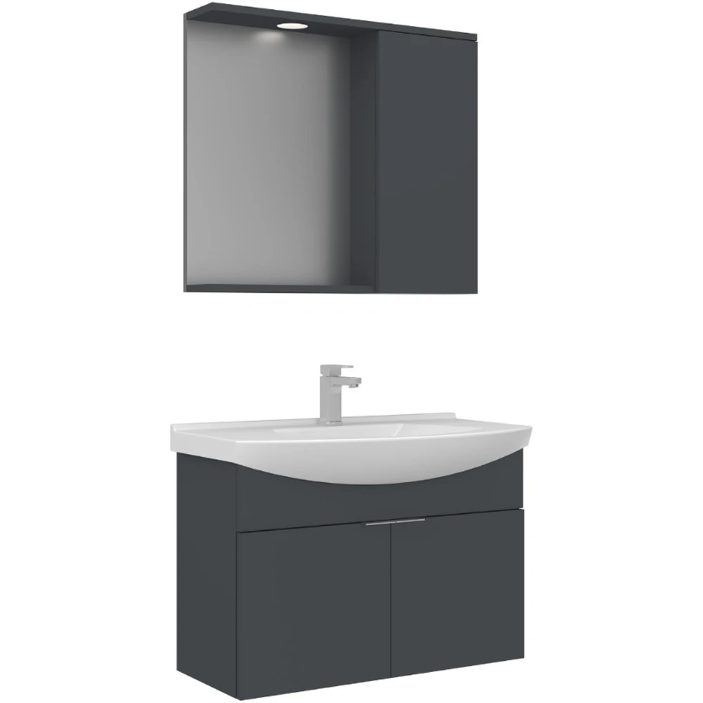 Orka Purus 80 Cm Antrasit Banyo Dolabı Takımı - 5007984