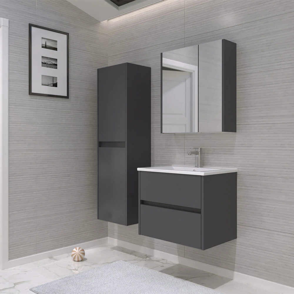 Orka Side 65 Cm Çekmeceli Antrasit Banyo Dolabı Takımı Hemen Al