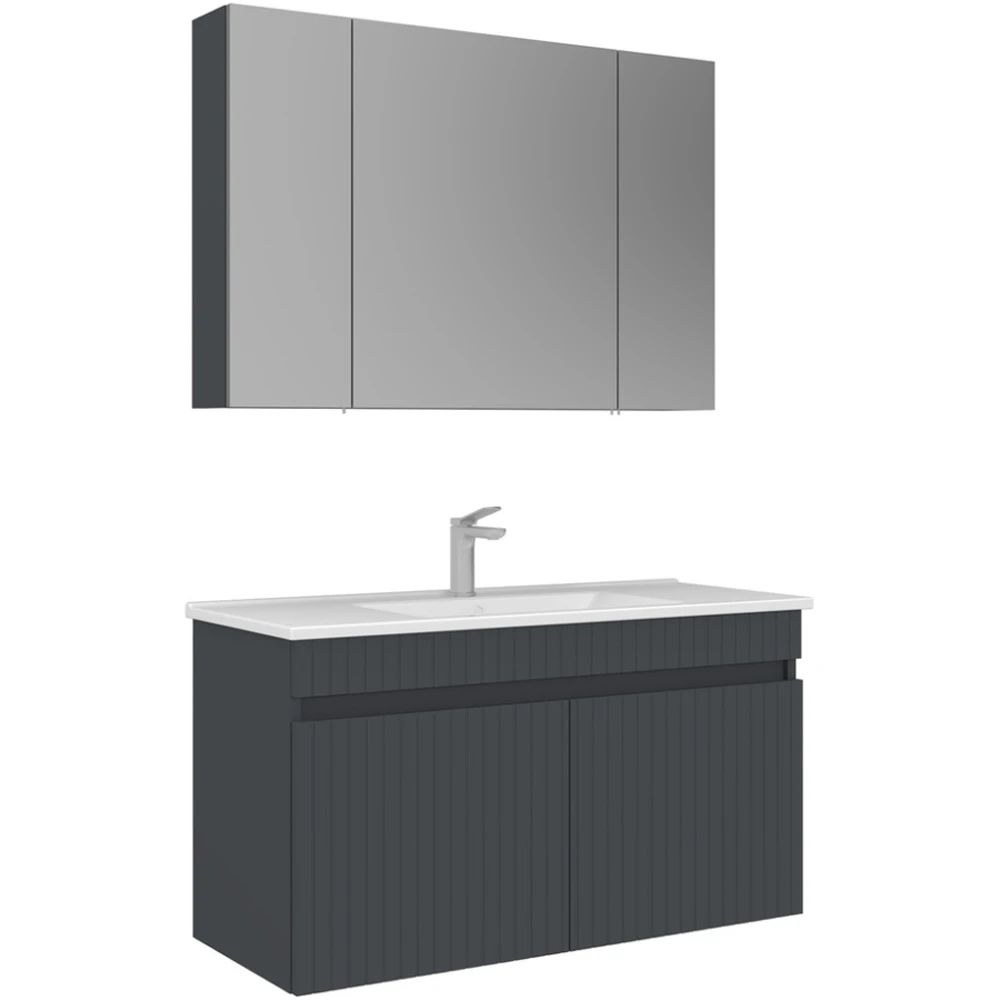 Orka Tivoli 100 Cm Mat Antrasit Banyo Dolabı Takımı Hemen Al