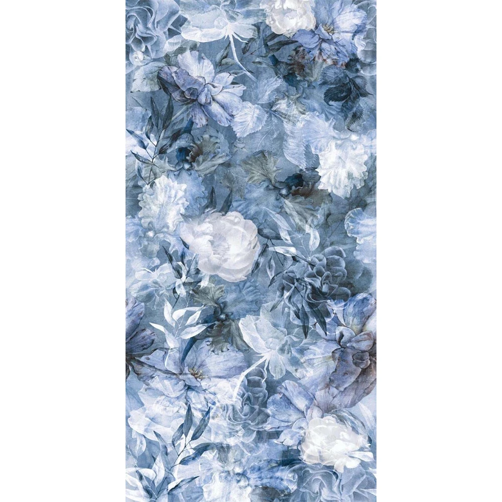 T-One Blue Blossoms 6 mm Mat Porselen Plaka 162x323