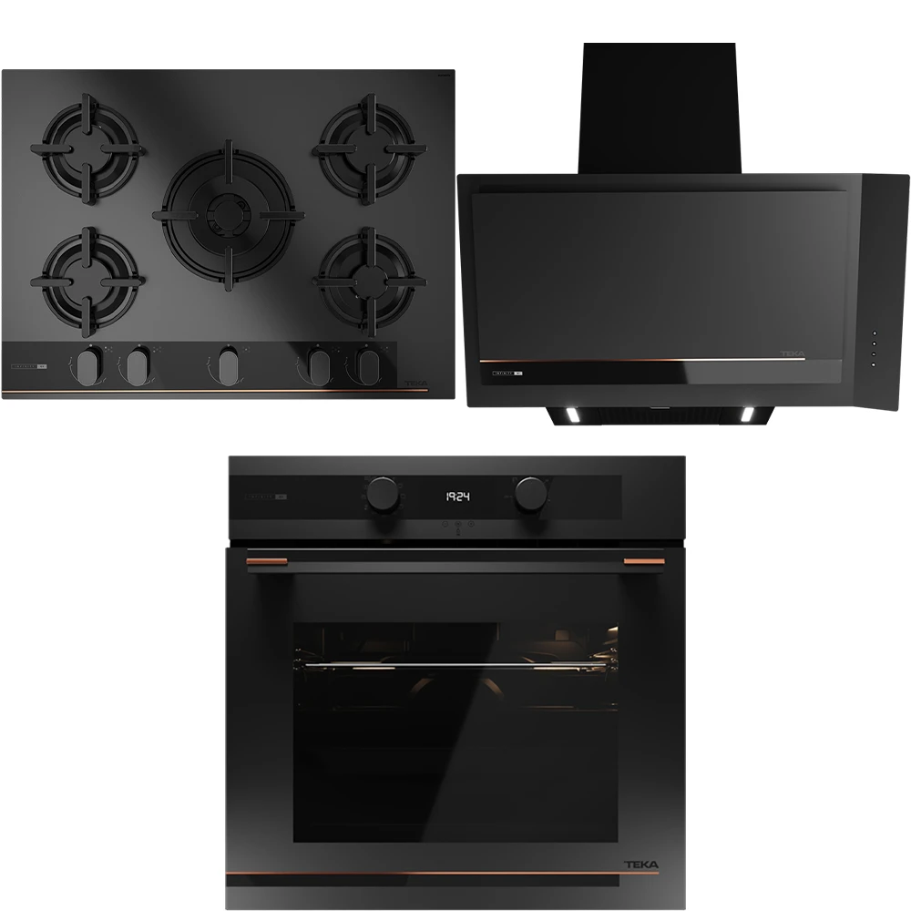 Teka Infinity G1 Mat Siyah Ankastre Set (Ocak+Fırın+Davlumbaz)
