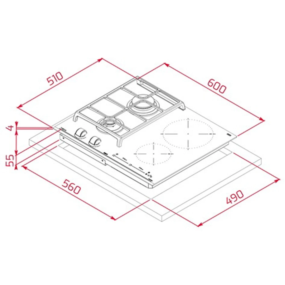 Teka JZC 64322 ABC BK (E4) 60 cm Siyah Camlı İndüksiyonlu + Gazlı Hibrit Ocak Hemen Al