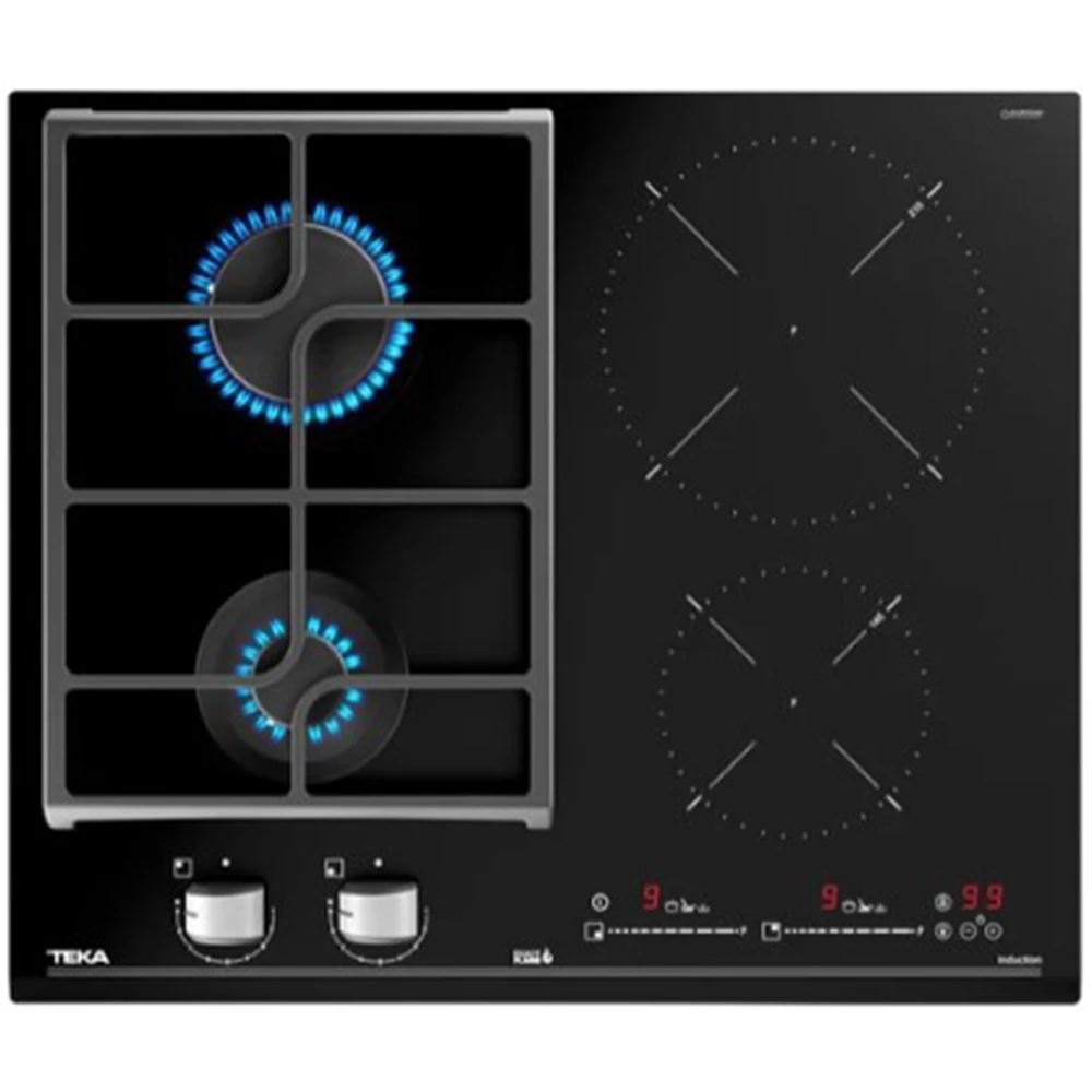 Teka JZC 64322 ABC BK (E4) 60 cm Siyah Camlı İndüksiyonlu + Gazlı Hibrit Ocak Hemen Al