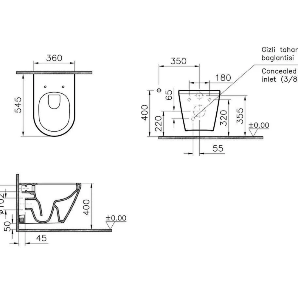 VitrA Integra Asma Klozet Rim-ex 54 cm Beyaz 7041L003-0075 Hemen Al