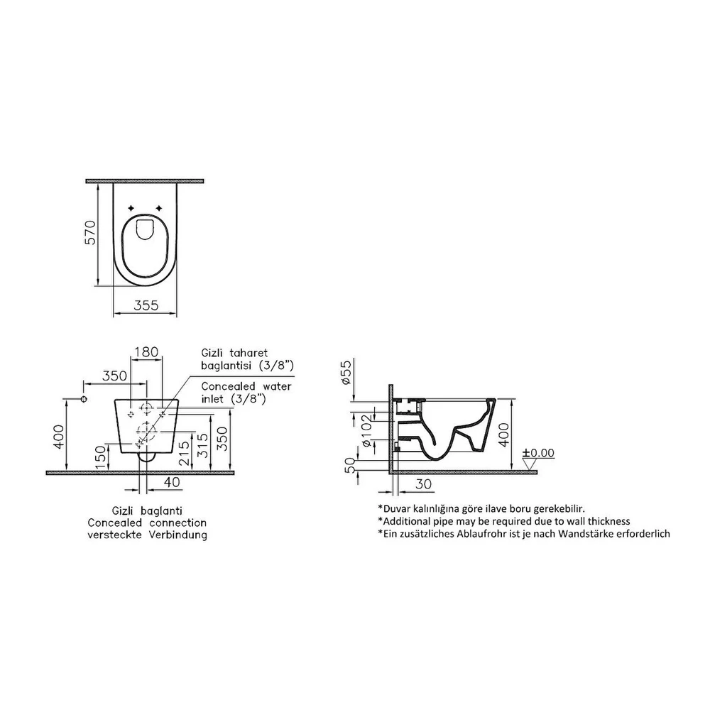 VitrA Nest QuantumFlush 57cm Beyaz Asma Klozet  5176B003-0559 Hemen Al