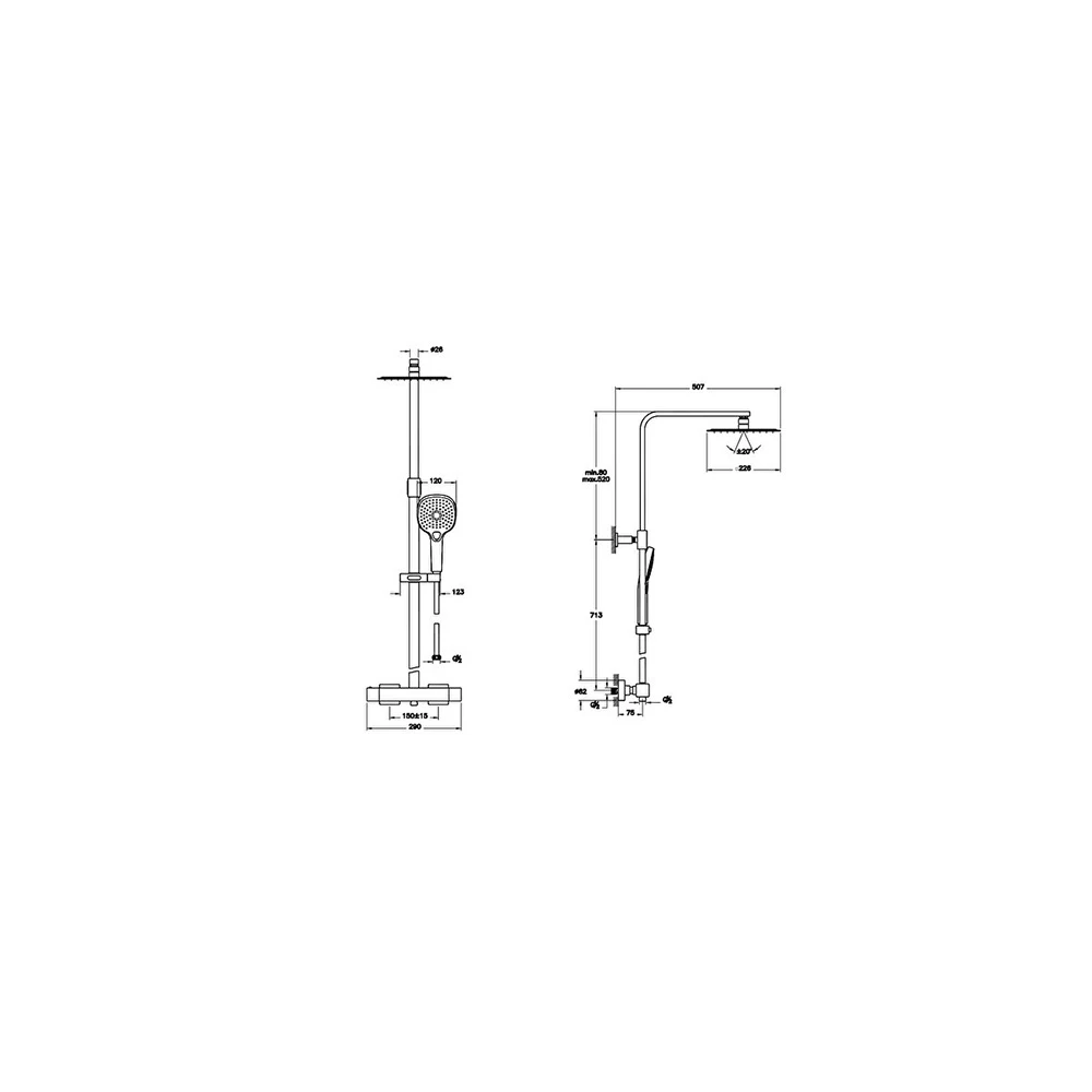 Vitra AquaHeat Bliss S 230 Duş Kolonu A47202 Hemen Al