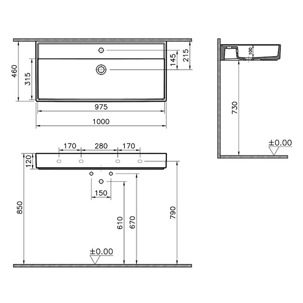 Vitra ArchiPlan 100x46 Cm Lavabo 7417B003-0001 Hemen Al