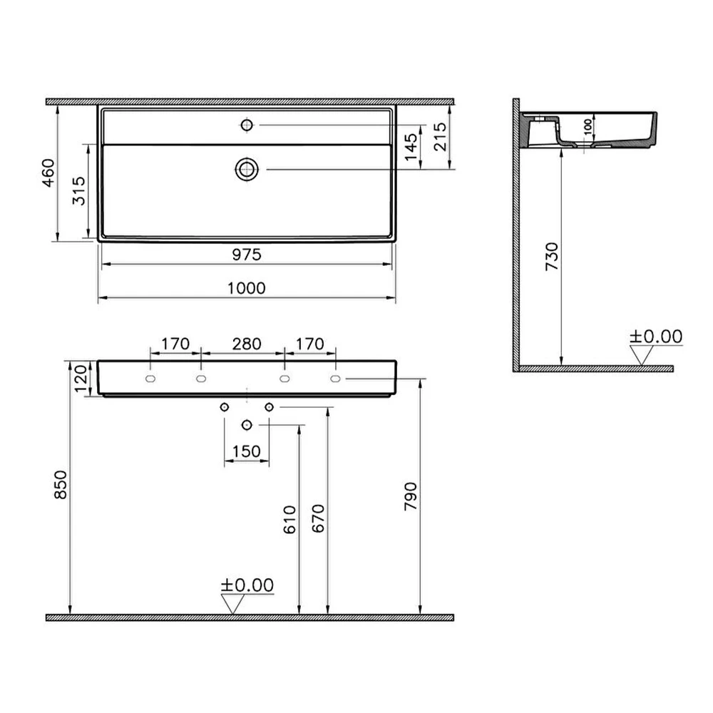 Vitra ArchiPlan 100x46 Cm Mat Terra Rosa Lavabo 7417B077-0001 Hemen Al