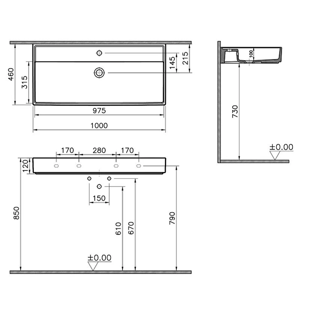 Vitra ArchiPlan 100x46 Cm Mat Terra Rosa Lavabo 7417B077-0041 Hemen Al