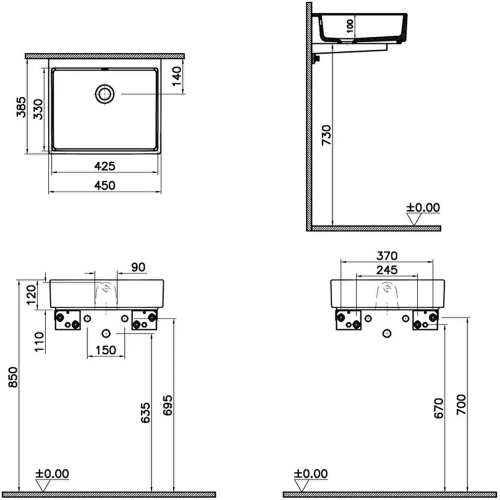 Vitra ArchiPlan 45x38 Cm Lavabo 7403B003-0012 Hemen Al