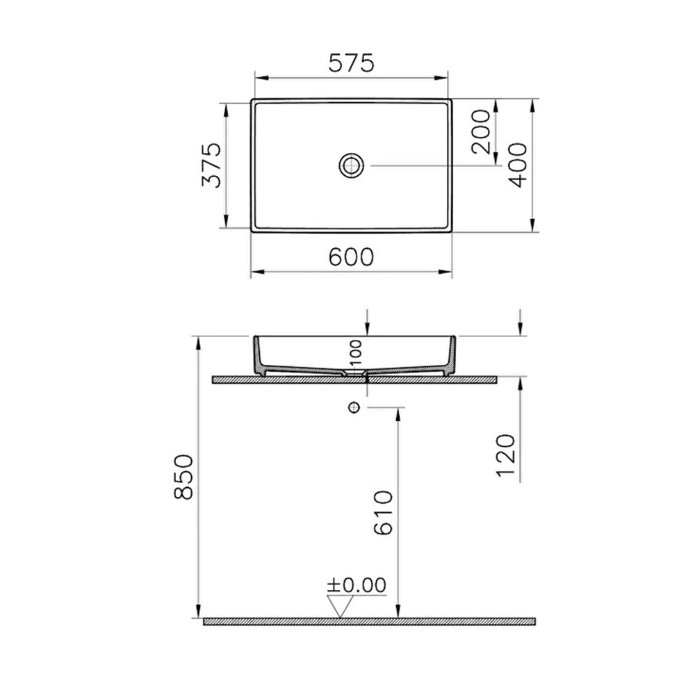 Vitra ArchiPlan 60x38 Cm Dikdörtgen Mat Terra Rosa Çanak Lavabo 7441B077-0016 Hemen Al