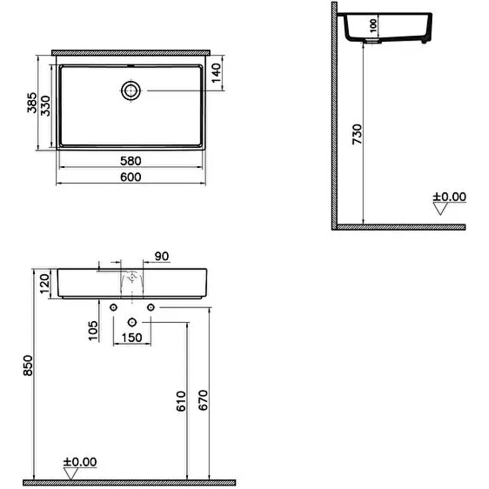 Vitra ArchiPlan 60x38 Cm Mat Taş Gri Lavabo 7404B076-1860 Hemen Al