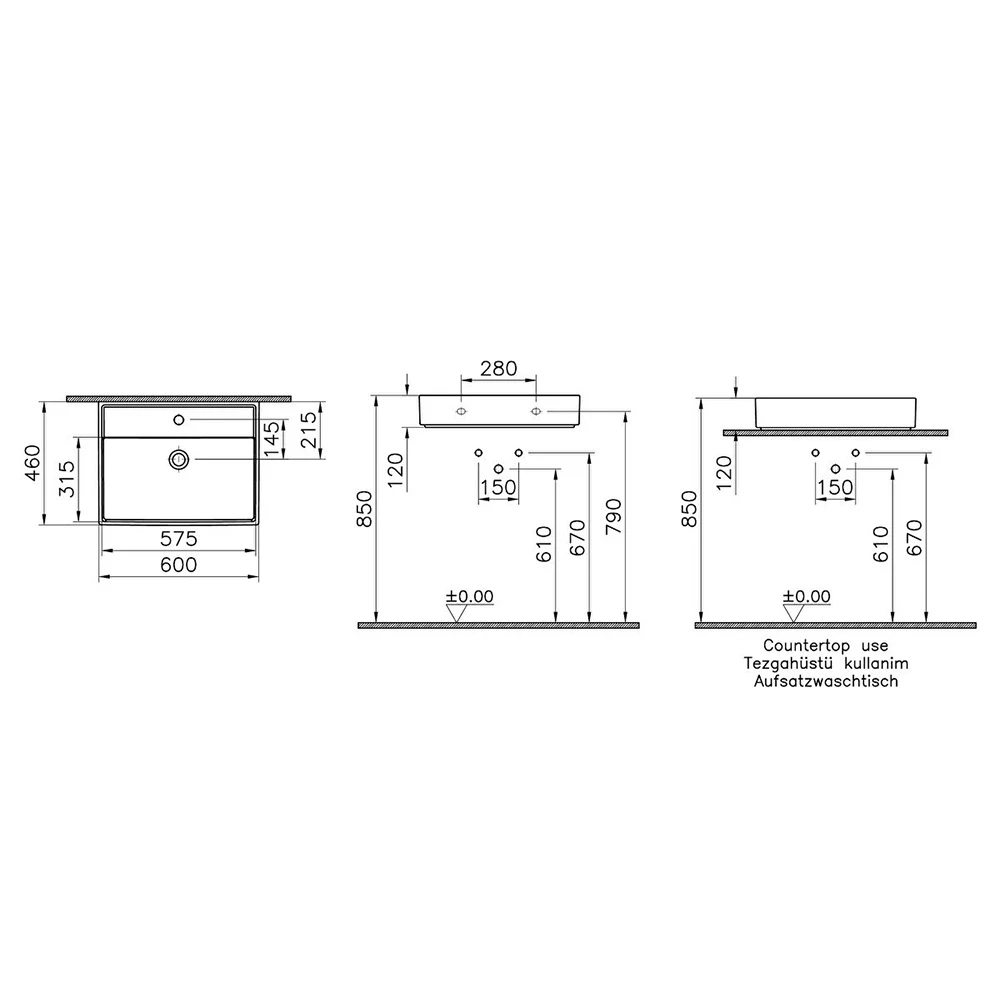 Vitra ArchiPlan 60x46 Cm Lavabo 7414B003-0001 Hemen Al