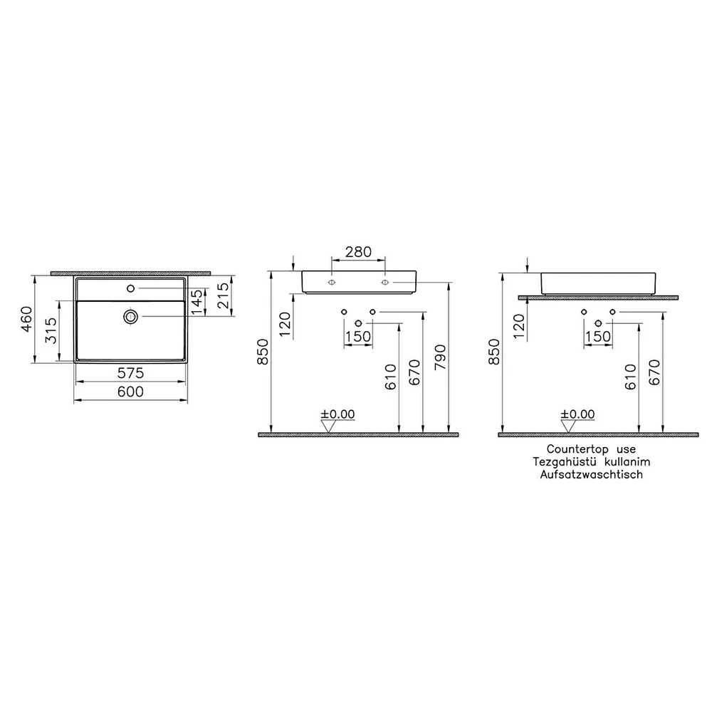 Vitra ArchiPlan 60x46 Cm Lavabo 7414B003-0041 Hemen Al