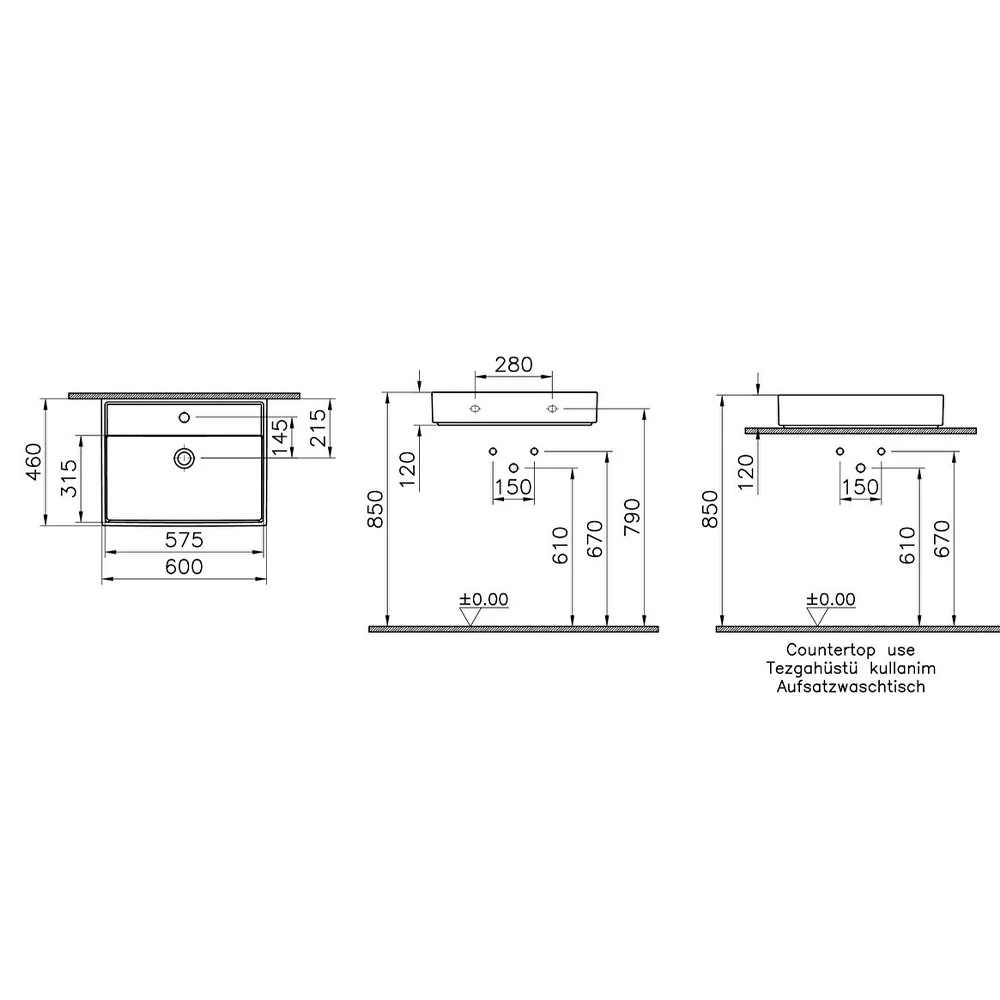 Vitra ArchiPlan 60x46 Cm Lavabo 7414B003-0631 Hemen Al