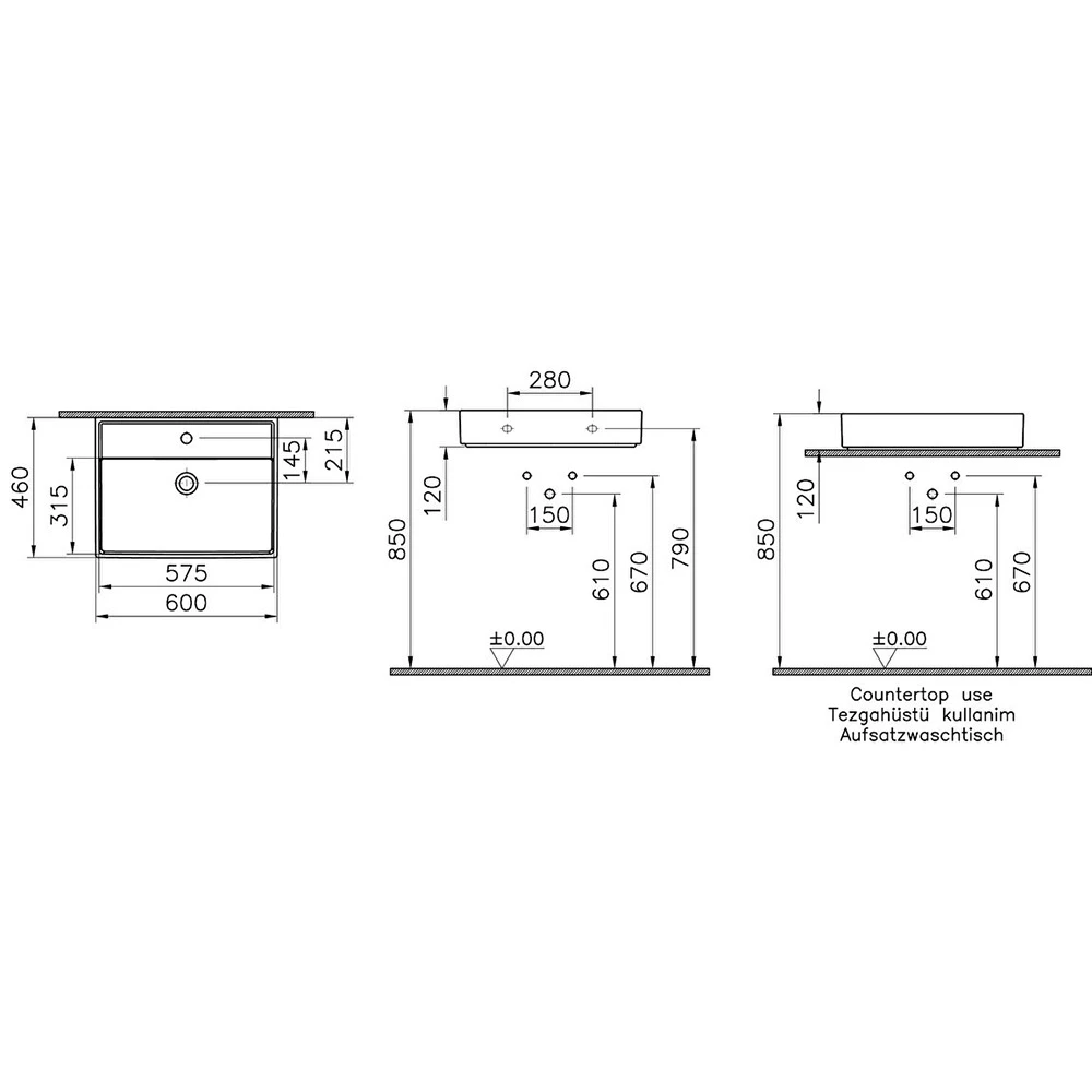 Vitra ArchiPlan 60x46 Cm Lavabo 7414B003-0661 Hemen Al