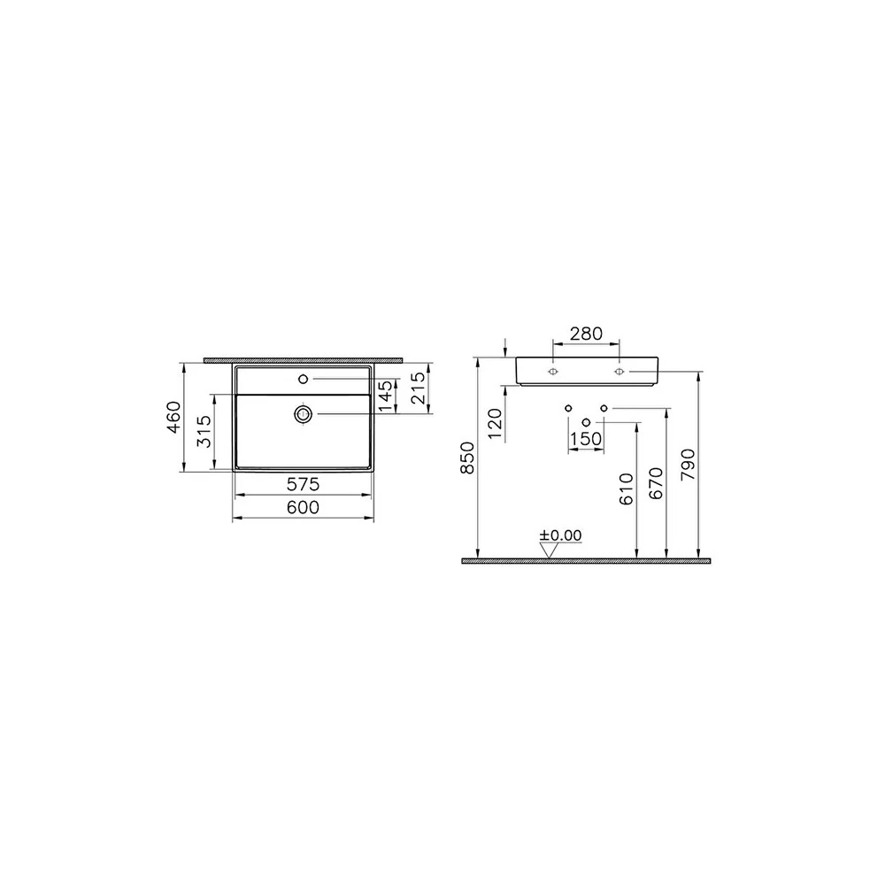 Vitra ArchiPlan 60x46 Cm Mat Taş Gri Lavabo 7414B076-0001 Hemen Al