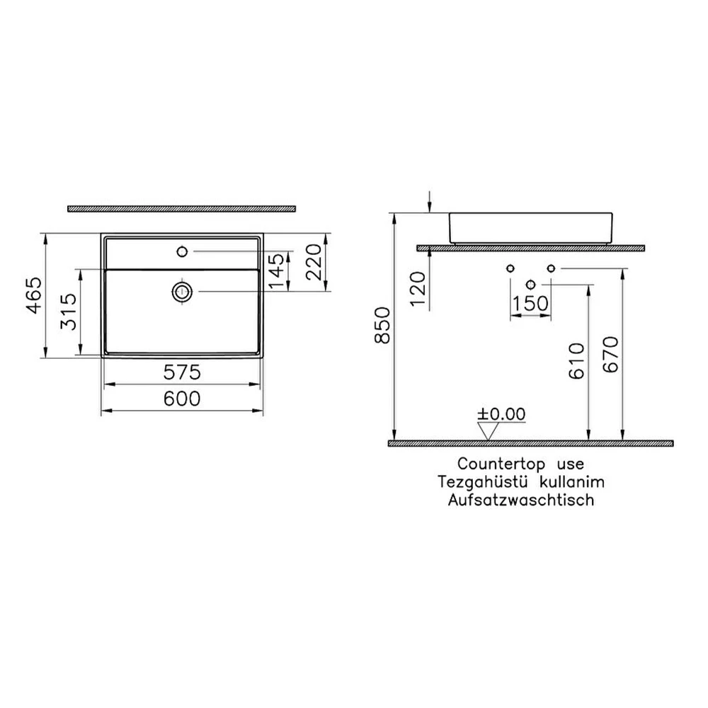 Vitra ArchiPlan 60x46 Cm Mat Taş Gri Lavabo 7414B076-0631 Hemen Al