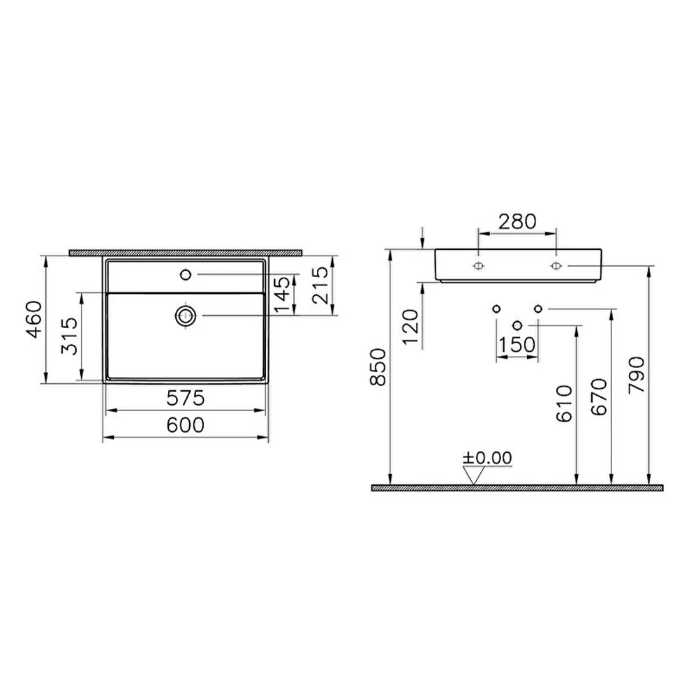 Vitra ArchiPlan 60x46 Cm Mat Terra Rosa Lavabo 7414B077-0041 Hemen Al