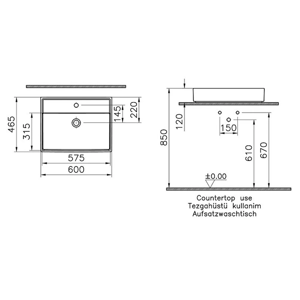 Vitra ArchiPlan 60x46 Cm Mat Terra Rosa Lavabo 7414B077-0631 Hemen Al