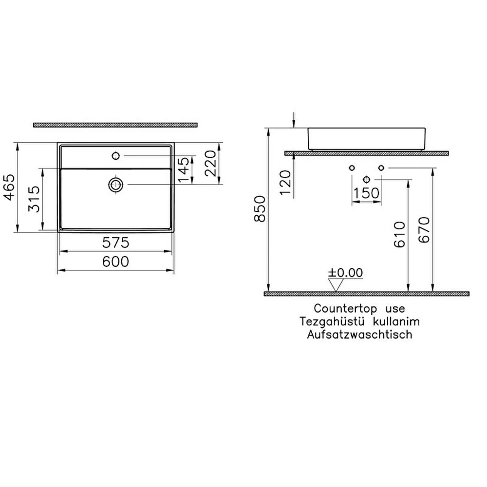 Vitra ArchiPlan 60x46 Cm Mat Terra Rosa Lavabo 7414B077-0661 Hemen Al