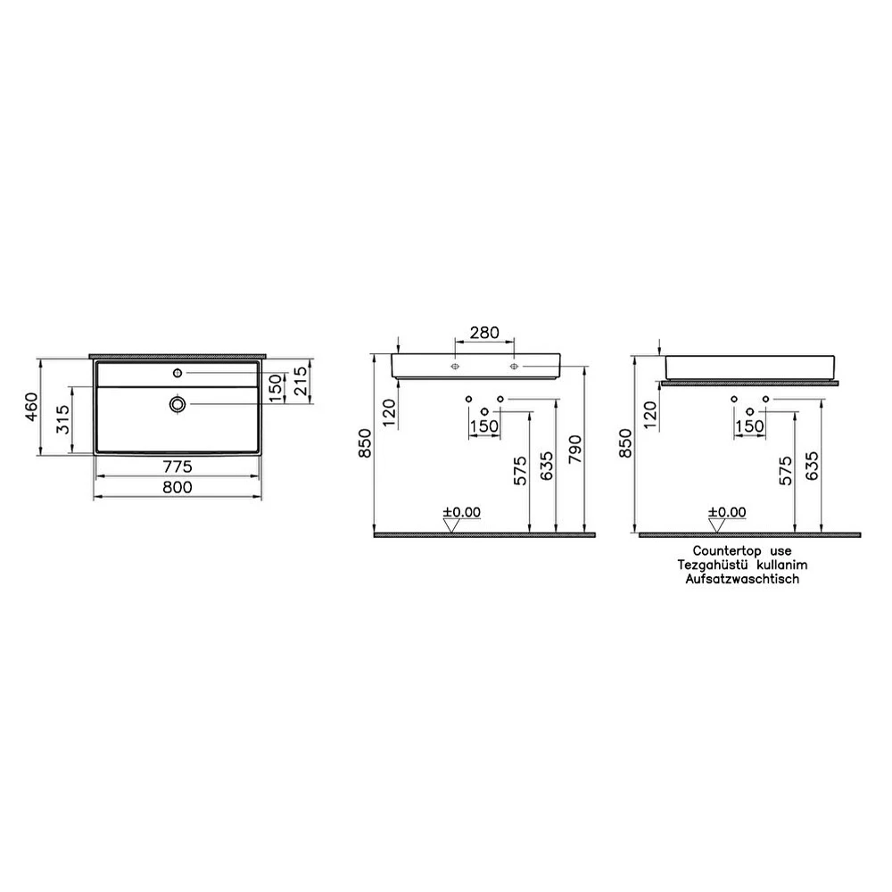 Vitra ArchiPlan 80x46 Cm Mat Terra Rosa Lavabo 7415B077-0001 Hemen Al