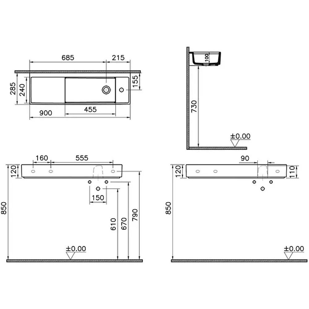 Vitra ArchiPlan 90x28 Cm Lavabo 7407B003-0294 Hemen Al