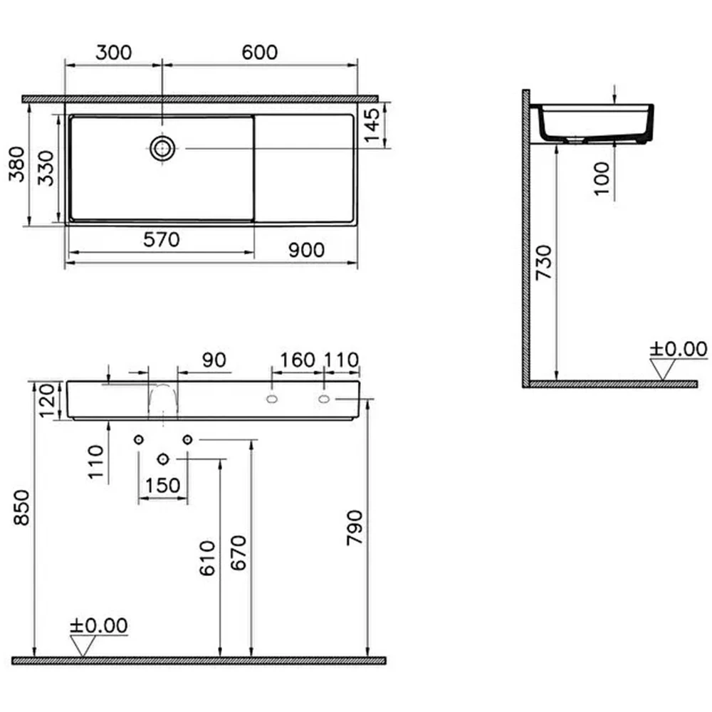 Vitra ArchiPlan 90x38 Cm Lavabo 7405B003-0016 Hemen Al