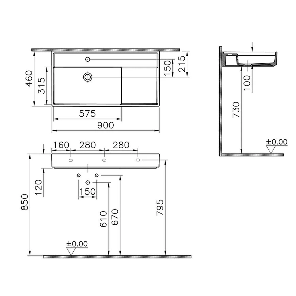 Vitra ArchiPlan 90x46 Cm Lavabo 7416B003-0001 Hemen Al