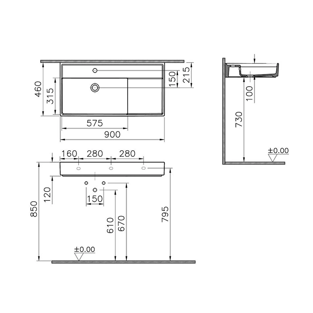 Vitra ArchiPlan 90x46 Cm Mat Taş Gri Lavabo 7416B076-0001 Hemen Al