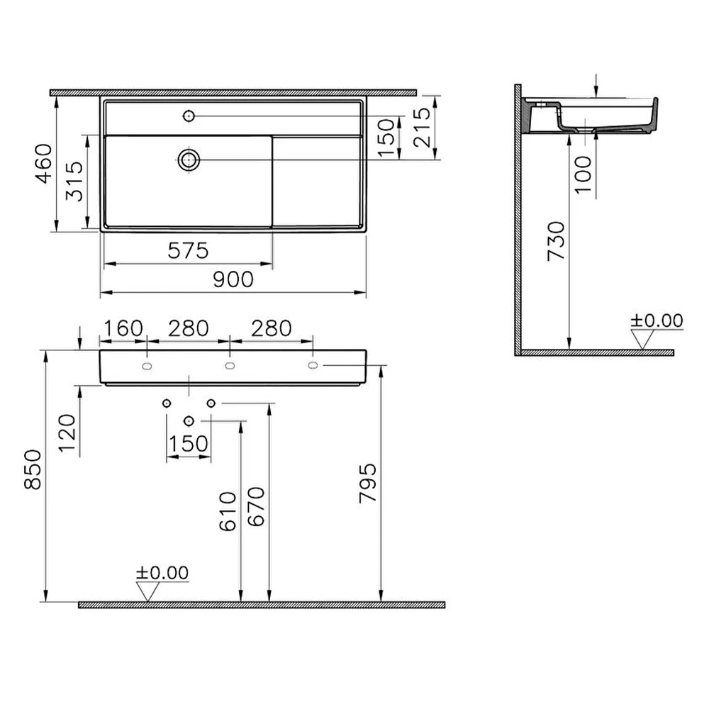 Vitra ArchiPlan 90x46 Cm Mat Taş Gri Lavabo 7416B076-0041 Hemen Al