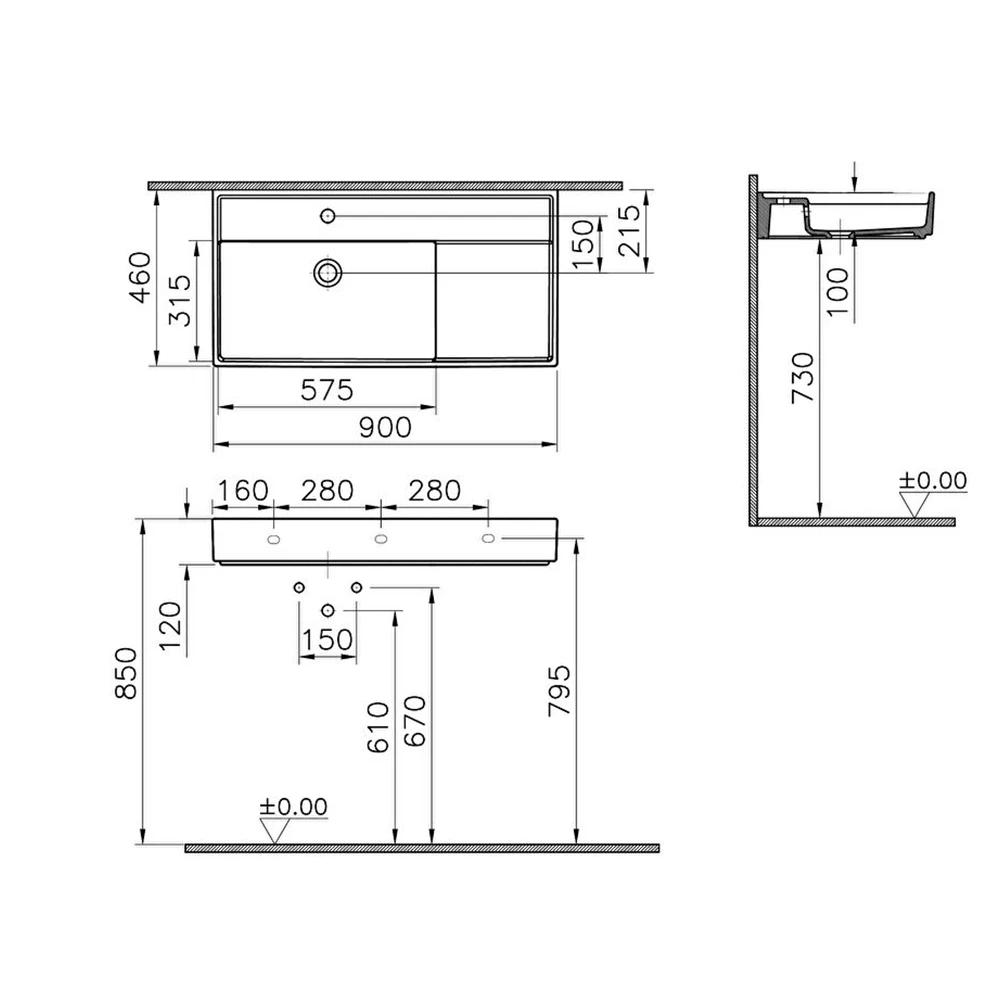 Vitra ArchiPlan 90x46 Cm Mat Terra Rosa Lavabo 7416B077-0001 Hemen Al