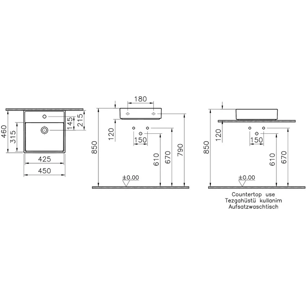 Vitra Archiplan 45x46 Cm Lavabo - 7413B003-0041 Hemen Al