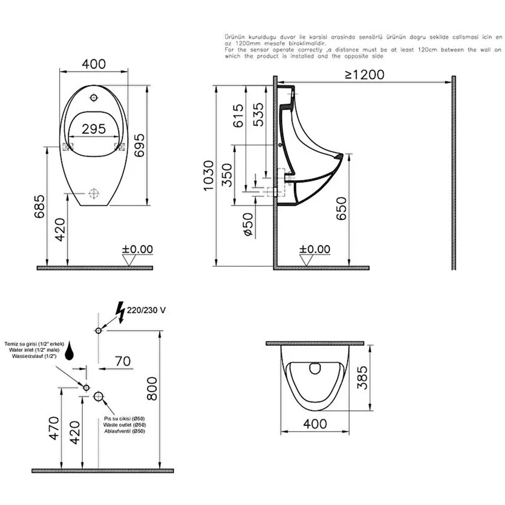 Vitra Arkitekt Pisuvar 4106B003-5598 Hemen Al