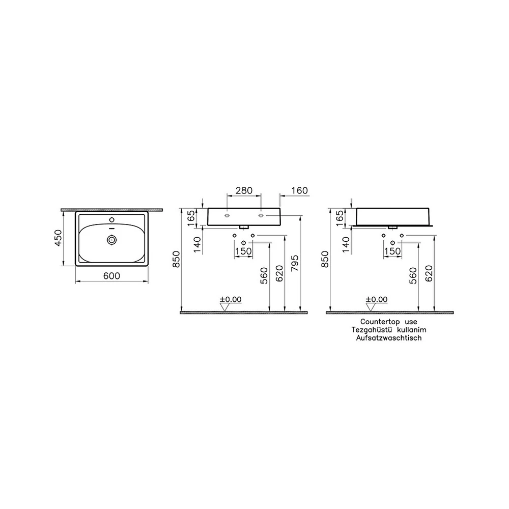 Vitra Equal 60x45 Cm Dikdörtgen Mat Taş Gri Çanak Lavabo 7241B476-0631 Hemen Al