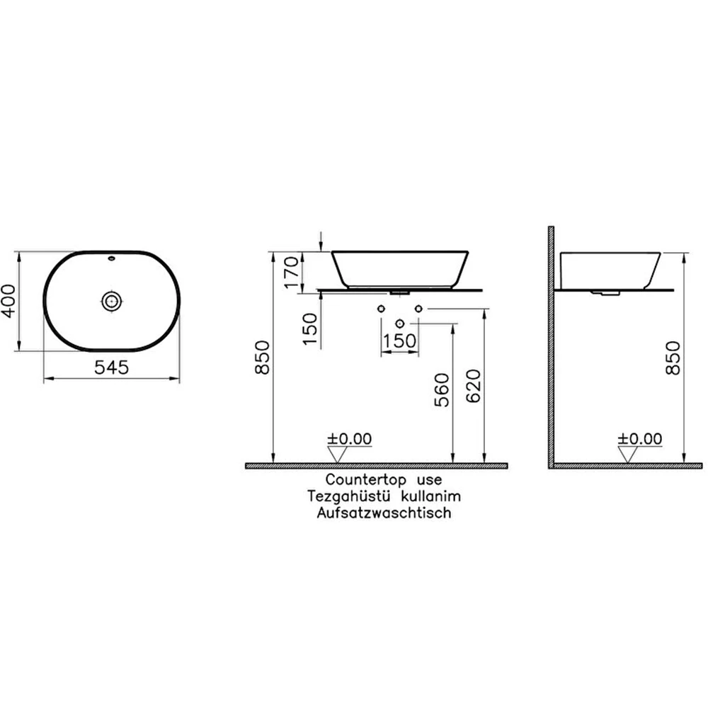 Vitra Geo 55x40 Cm Oval Mat Bej Çanak Lavabo 7427B020-0012 Hemen Al