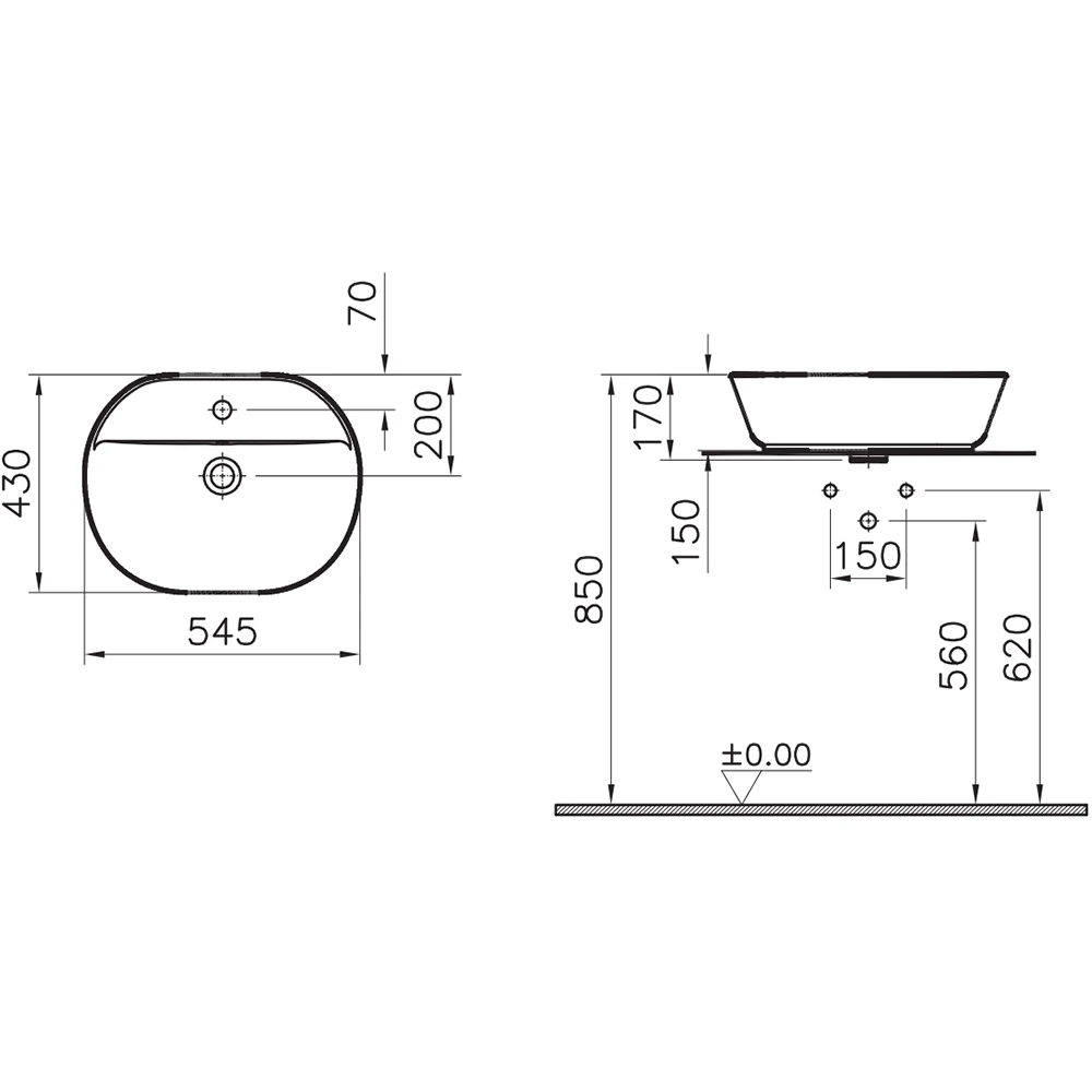 Vitra Geo 55x43 Cm Oval Çanak Lavabo - 7428B003-0001 Hemen Al