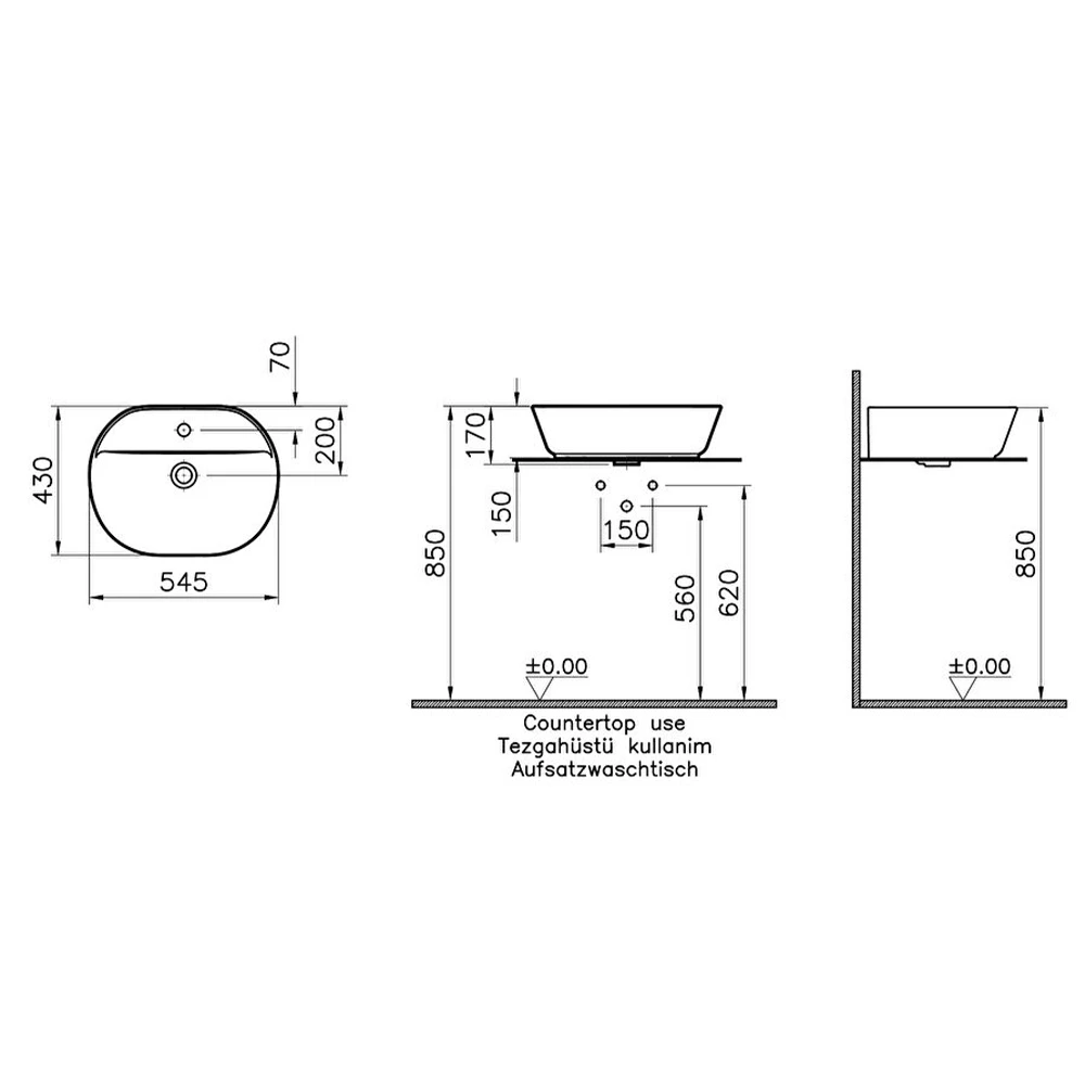 Vitra Geo 55x43 Cm Oval Siyah Çanak Lavabo 7428B070-0001 Hemen Al