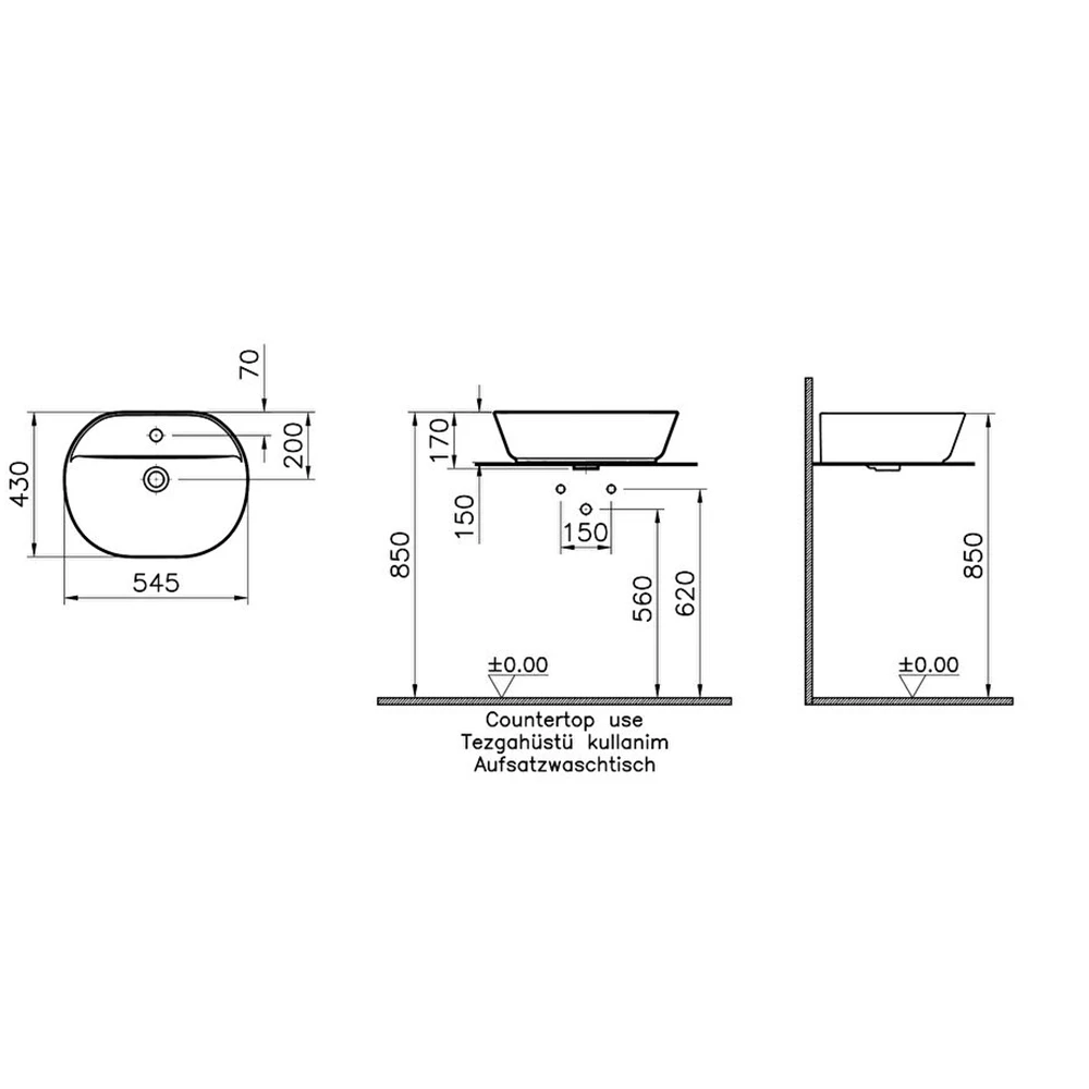 Vitra Geo 55x43 Cm Oval Siyah Çanak Lavabo 7428B070-0041 Hemen Al