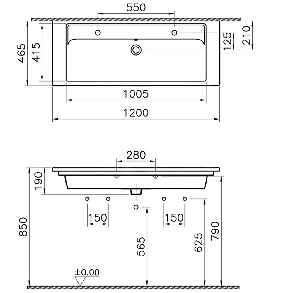 Vitra Integra 120x47 Cm Etajerli Lavabo 7058B003-1474 Hemen Al