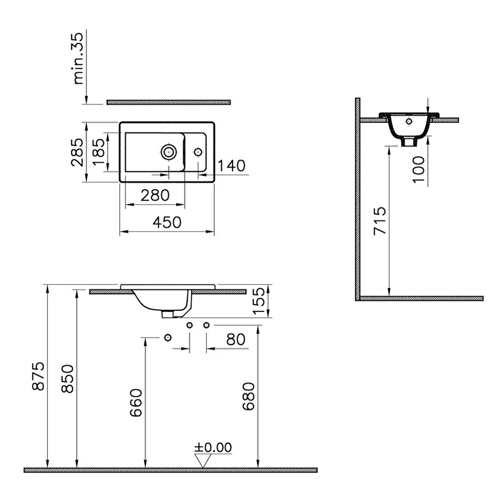 Vitra Integra 45x29 Cm Etajerli Lavabo 7034B003-0001 Hemen Al