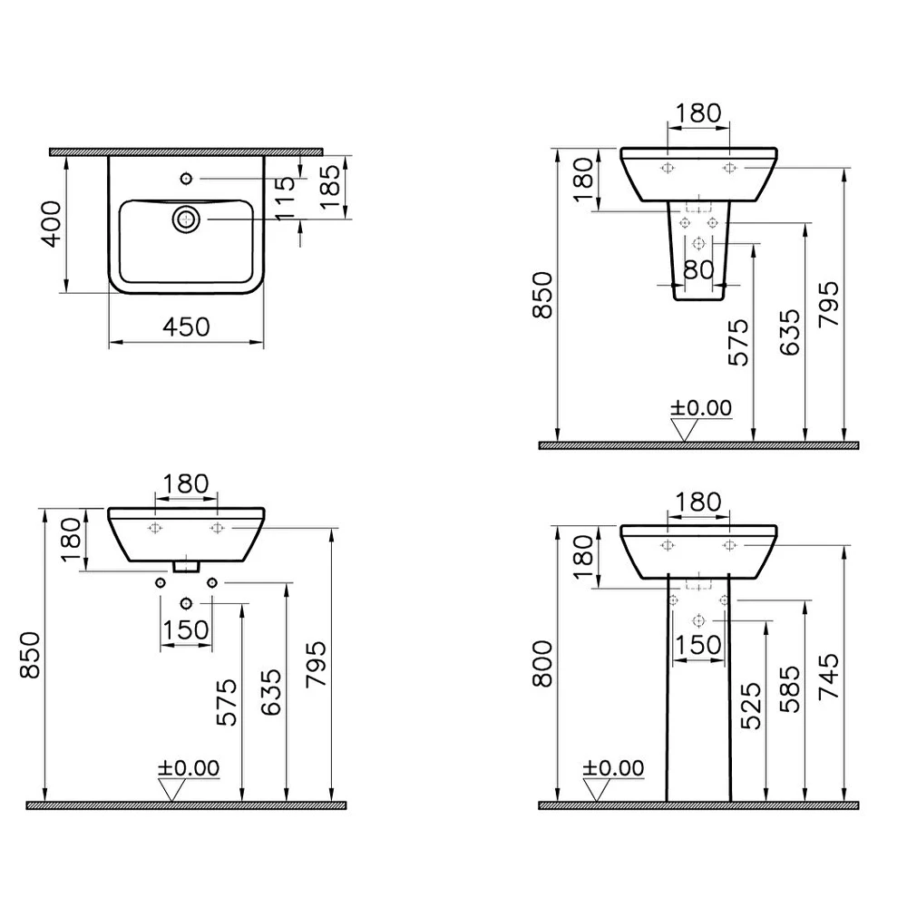 Vitra Integra 45x40 Cm Dikdörtgen Lavabo 7047L003-0001 Hemen Al