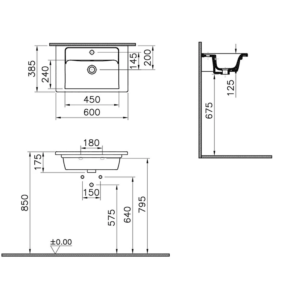 Vitra Integra 60x39 Cm Etajerli Lavabo 7035B003-0001 Hemen Al